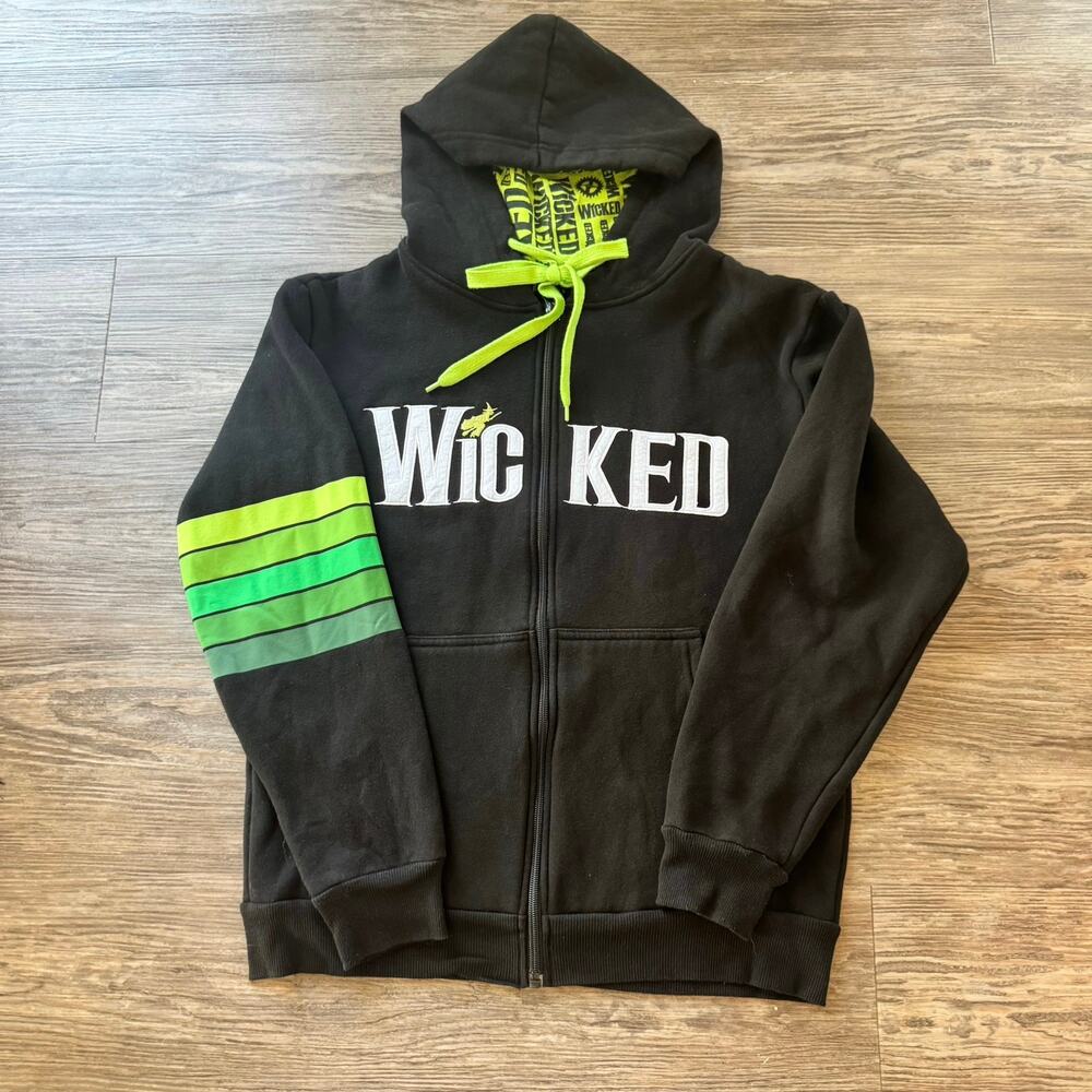 Wicked on Broadway Logo Hoodie Black Green Size S